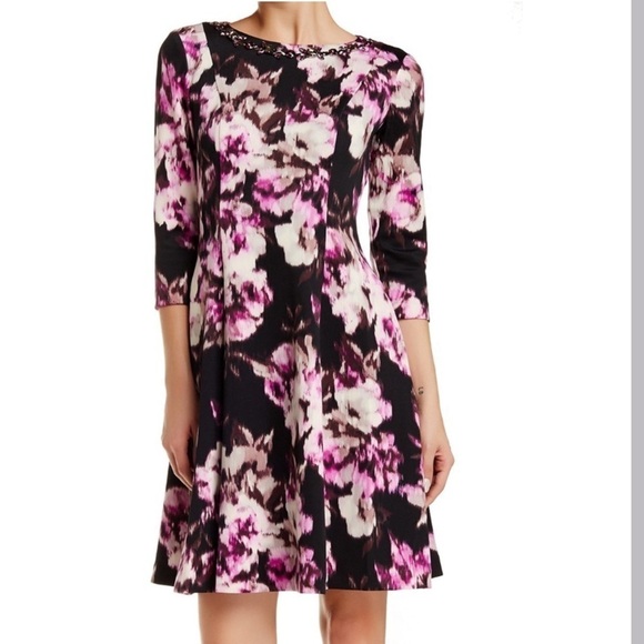 JESSICA HOWARD•Purple Floral Print Dress - Picture 1 of 11